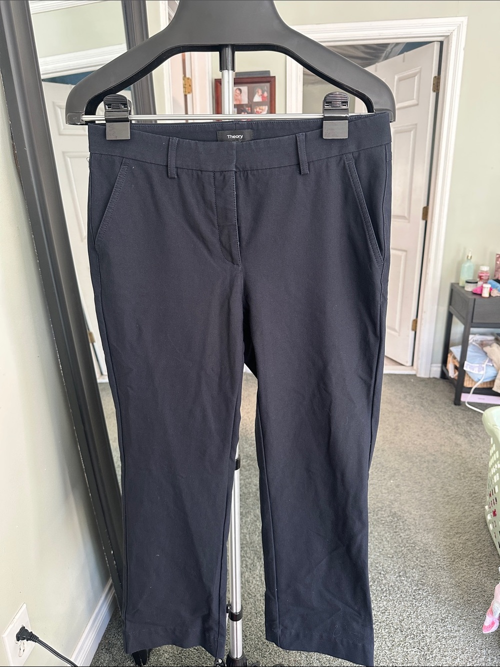 Theory Navy Straight-Leg Dress Pants